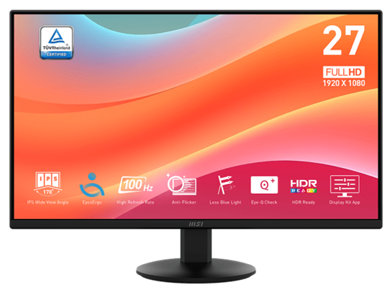 Monitor MSI Pro MP275 27" FHD 1080p IPS 100Hz, 4ms, HDMI, DisplayPort