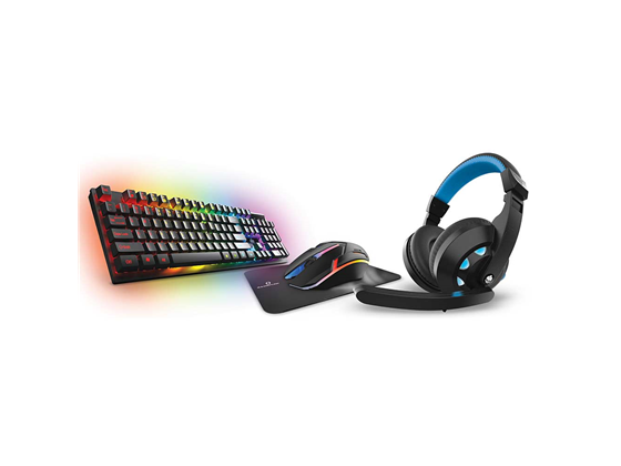 Kit Gaming 4 en 1 Teclado LED, Mouse Ergonómico, Mousepad y Audífonos LED Ajustables