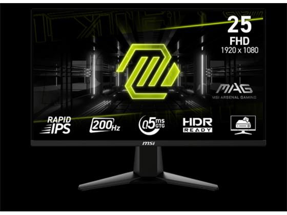 Monitor MSI MAG 255F E20 25" Gaming FHD 1080p 200Hz, DisplayPort, 2x HDMI, FreeSync Premium