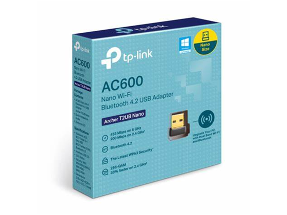 Adaptador WiFi TP-Link Archer T2U Nano AC600 Dual Band, 2.4GHz 200Mbps, 5GHz 433Mbps