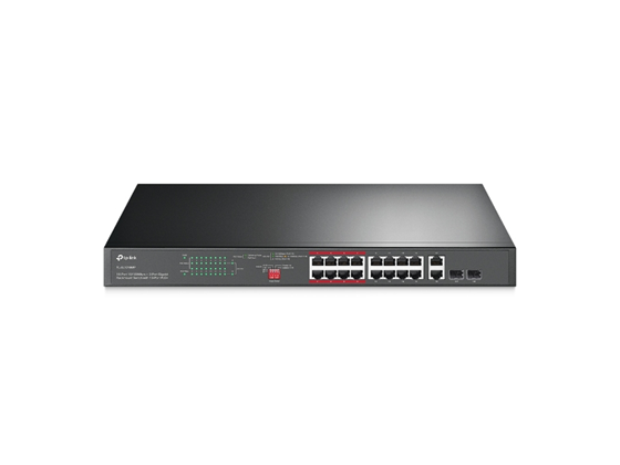 Switch TP-Link TL-SL1218MP 16 Puertos POE+ 10/100 Mbps, 2 Gigabit RJ45, 2 SFP