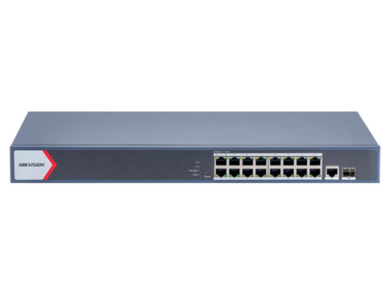 Switch Hikvision 16 Puertos Gigabit POE + 1 SFP, Capa 2, 300M, VLAN, QOS