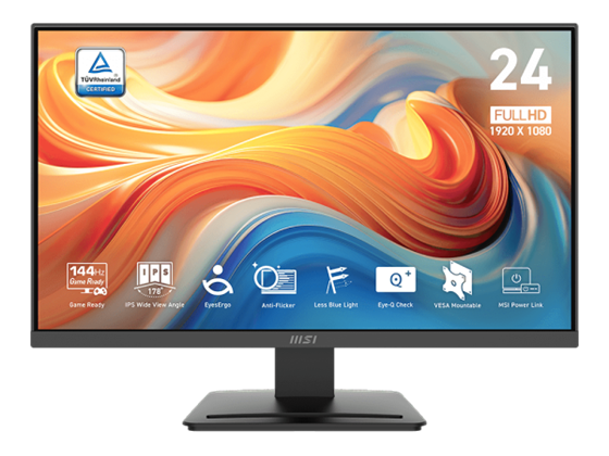 Monitor MSI Pro MP243L E14 24" FHD 1080p IPS 144Hz, HDR, HDMI, VGA – Black