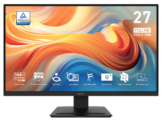 Monitor MSI Pro MP273L E14 27" FHD 1080p IPS 144Hz, HDR, HDMI, VGA – Black