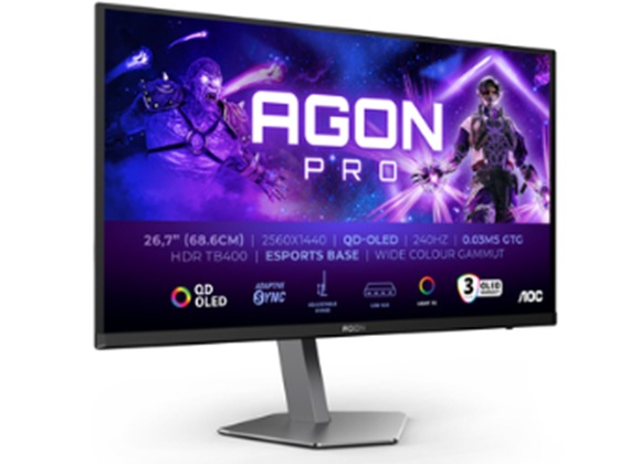 Monitor AOC AG276QZD 27" AGON Pro QHD 1440p OLED 240Hz, HDR10 – E-Sports Stand