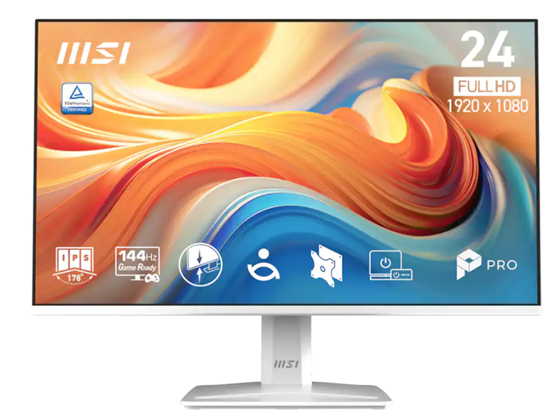 Monitor MSI Pro MP243W E14 24" FHD 1080p IPS 144Hz, HDMI, DP, Speakers – White