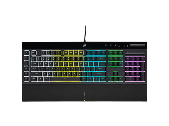Teclado Corsair K55 RGB Gaming 111 Teclas USB, iCUE, Resistente a Derrames