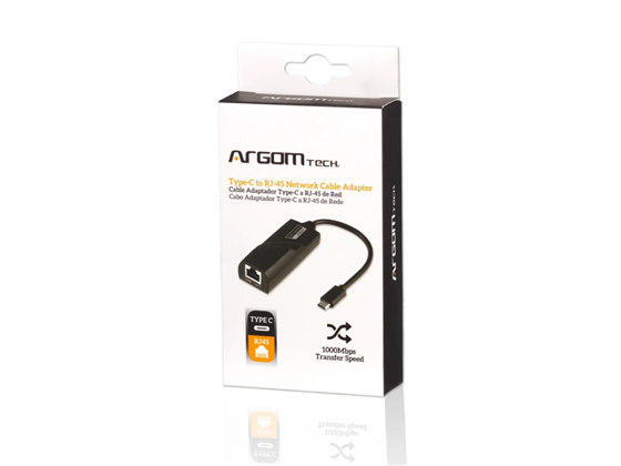 Adaptador Cable USB Tipo-C a RJ45 Argom Gigabit 15cm