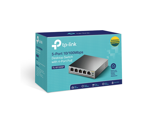 Switch TP-Link TL-SF1005P 5 Puertos 10/100Mbps, 4 Puertos PoE, 58W