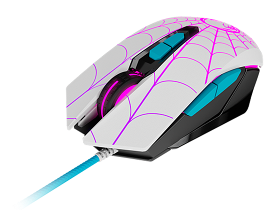 Mouse Xtech Marvel Spider-Gwen 7 Botones 2400DPI USB Luces Rojas