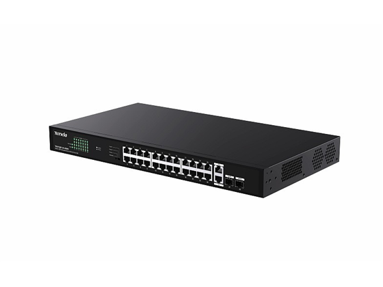 Switch Tenda TEG1128P 24 Puertos Gigabit PoE+ 2SFP, No Administrable, 250W