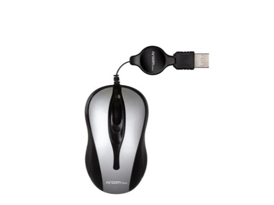Mouse Argom USB Retráctil 1000 DPI Plug & Play Gris