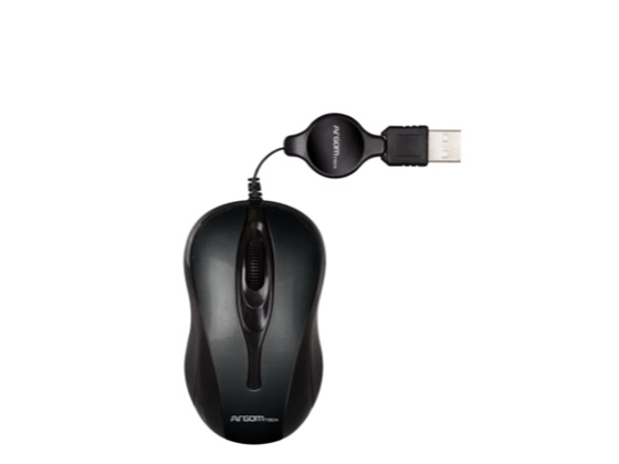 Mouse Argom USB Retráctil 1000 DPI Plug & Play Negro