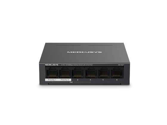 Switch TP-Link Mercusys MS106LP 6 Puertos 10/100Mbps, 4 PoE+, 40W, 250m
