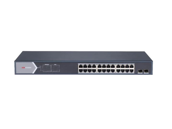 Switch Hikvision 24 Puertos Gigabit POE 300M, STP/RSTP, VLAN, SNMP, QoS, 2 SFP