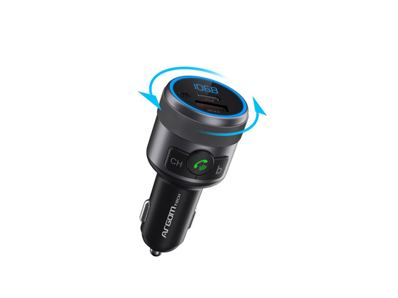 Adaptador Bluetooth Argom Spectro T1, Manos Libres, USB 3.0 Fast-Charging 24W, Type-C, LED Display Negro