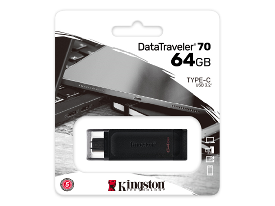 Memoria USB Kingston DataTraveler 70 64GB USB-C 3.2 Gen 1 Negro