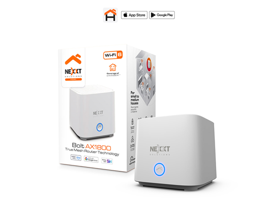 Router Nexxt Bolt AX1800 Mesh Dual Band WiFi 6, 1200Mbps, 3 Ethernet Ports