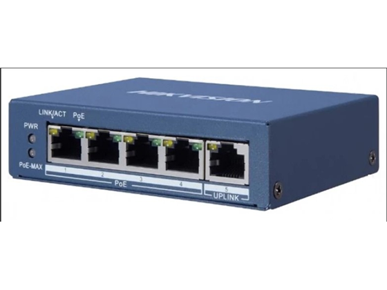 Switch Hikvision 4 Puertos PoE + 1 Puerto RJ45, No Administrable, Carcasa Metal