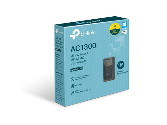 Adaptador de Red USB Wi-Fi TP-Link Archer T3U AC1300 Dual Band, 2.4GHz/5GHz