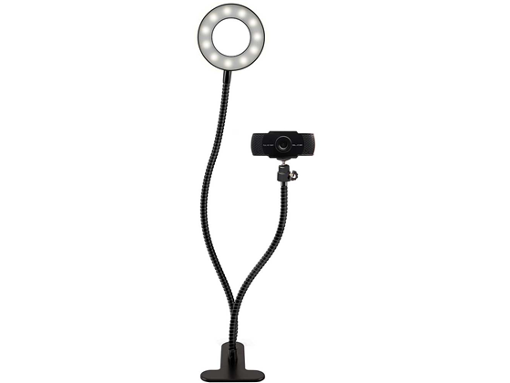 Cámara Web Slide 1080P USB 2.0 con Luz LED Ajustable y Micrófono (CWB13BK)